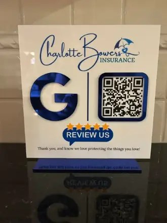 Acrylic Google review sign with QR code
